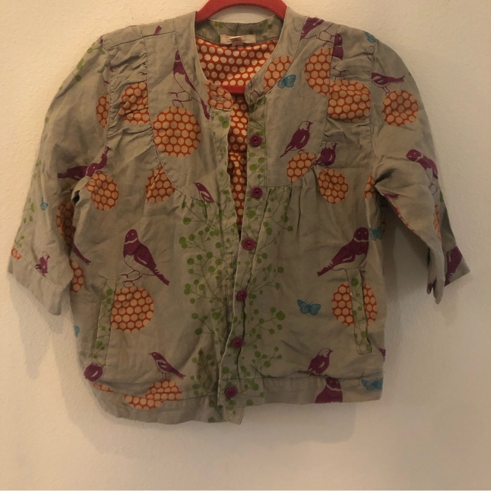 Anthropologie trinity Gorgeous Boho Taupe Bird Crop Jacket Sz M